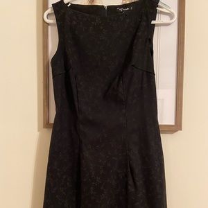 Black Mono Colored Fitted Floral Dress